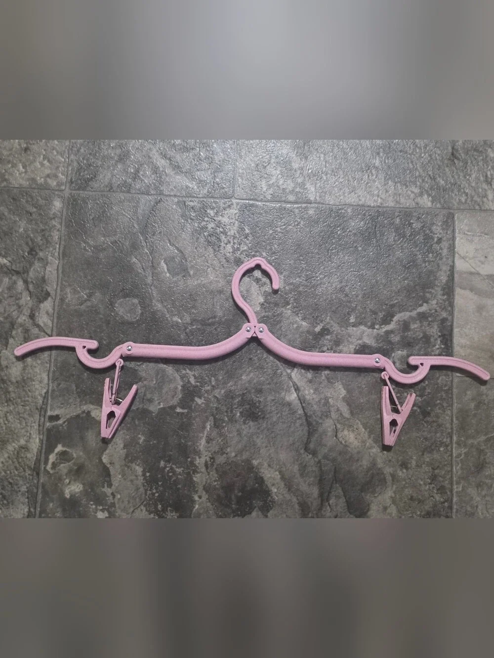 Travel Foldable Pink Plastic Hanger with Clips BNIB